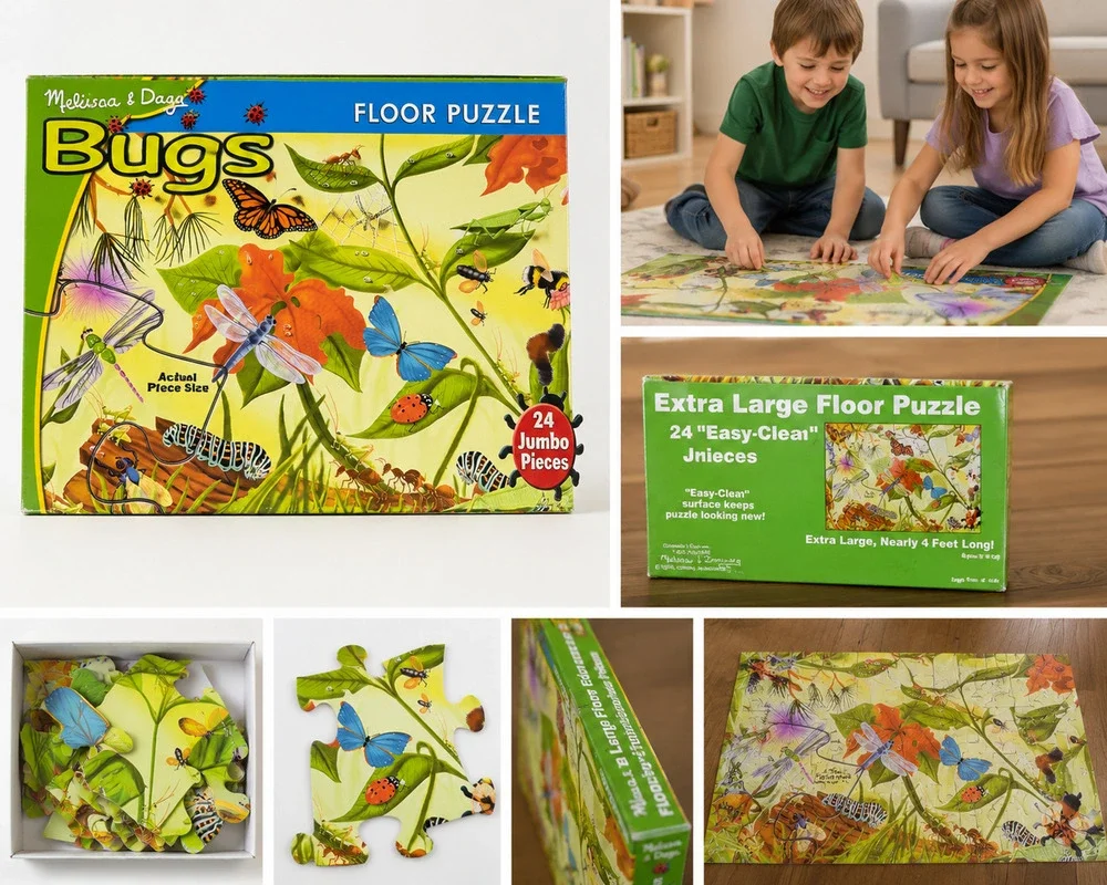 Melissa & Doug Bugs Floor Puzzle – 24 Jumbo Pieces – Kids Educational Puzzle